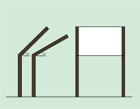 cantilever pedestals from Best-Ex, Inc. showing side views at 45 degree and 30 degree angles and front view